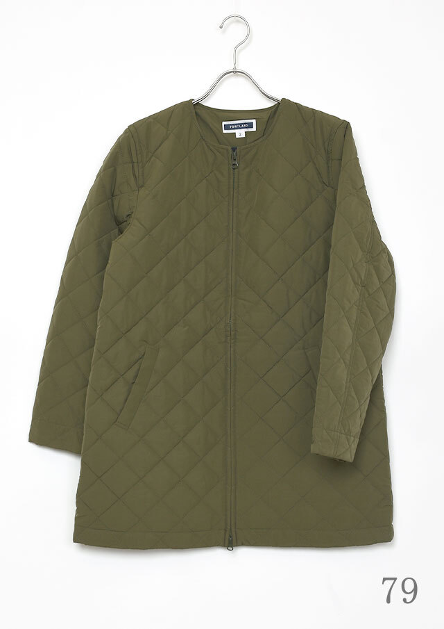 2025秋冬】【ポートランド】中綿スクエアキルトノーカラーコート