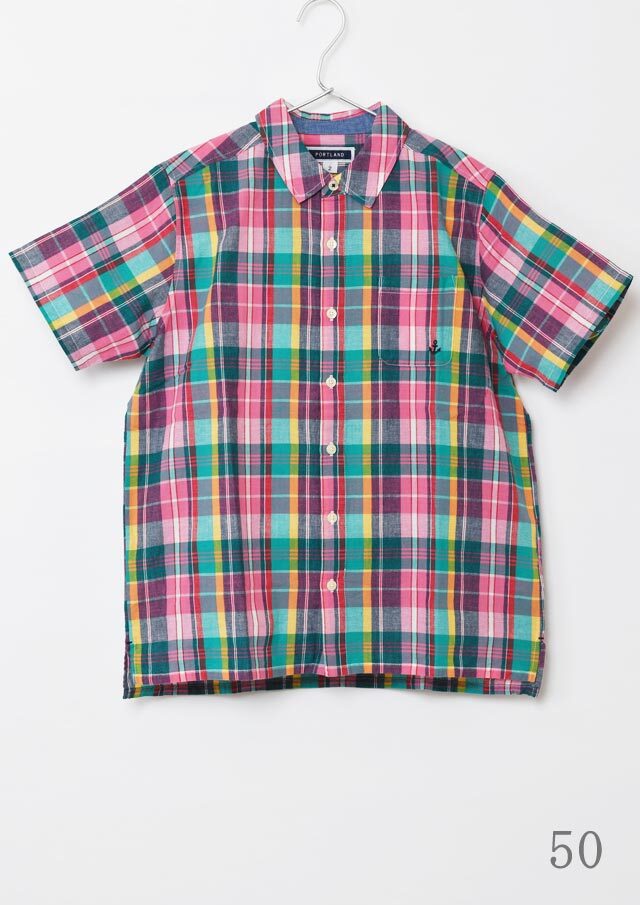 SALE!!【2025春夏】【ポートランド】マドラスチェックシャツ半袖【PL125405】【S12】