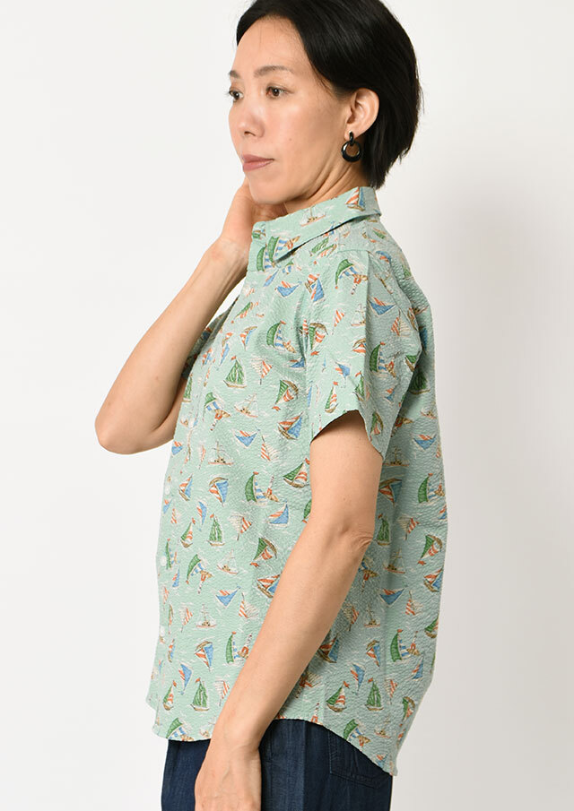 2025春夏】【ポートランド】ヨット柄リップルシャツ半袖【PL125407