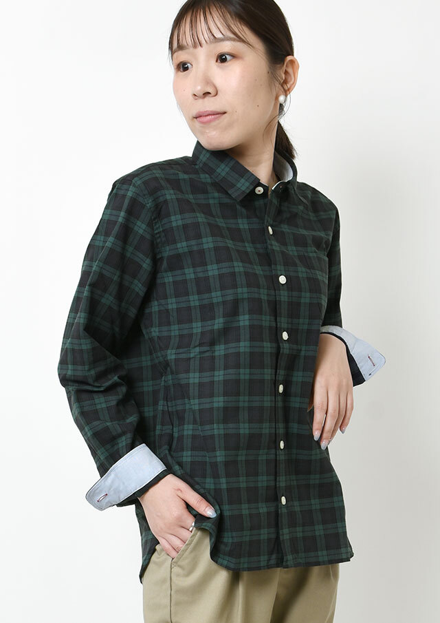 CharmingSale_10%OFF!!【2025秋冬】【ポートランド】オックスチェックミニカラーシャツ長袖【PL125702】【S21】