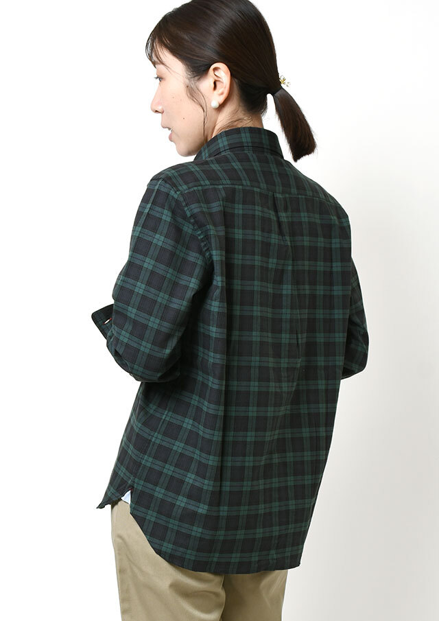 LGB カーキ チェック柄 長袖シャツ 0サイズ シャツ メンズ チェック ネルシャツ 綿100％ チェック柄 レギュラー