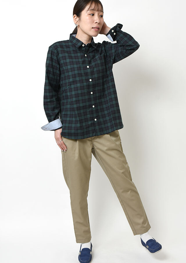 2025秋冬】【ポートランド】オックスチェックミニカラーシャツ長袖