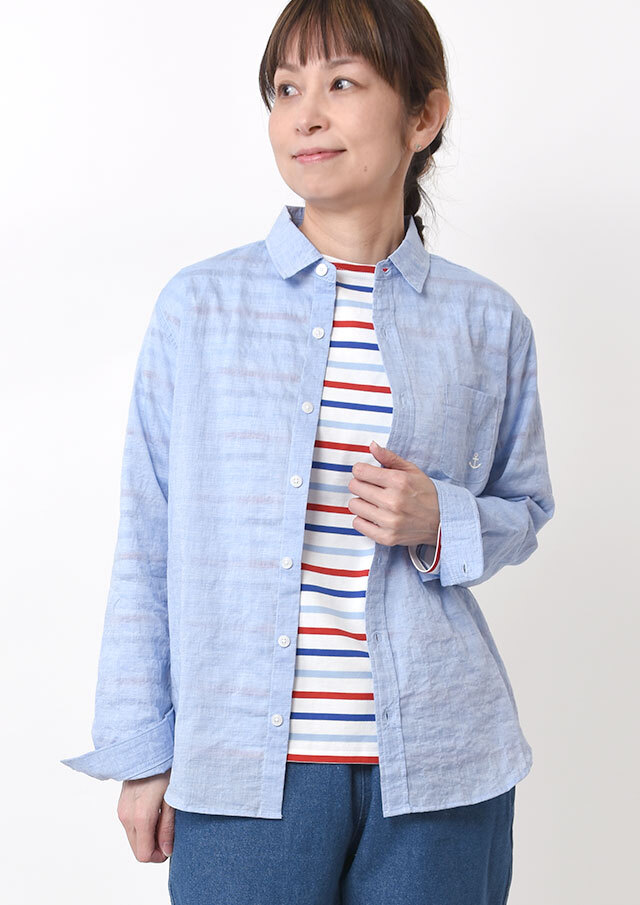 【2026春夏】【ポートランド】シャーリング無地シャツ長袖【PL126301】【S11】