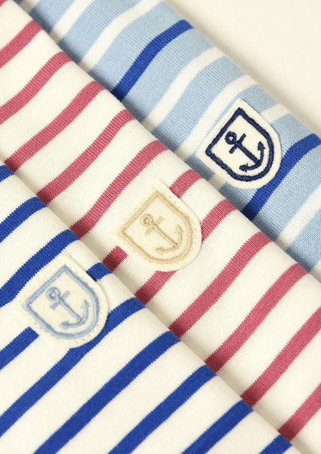 期間限定10%OFF!【2025春夏】【ポートランド】天竺ボーダーハーフZIP五分袖【PL145411】【S12】