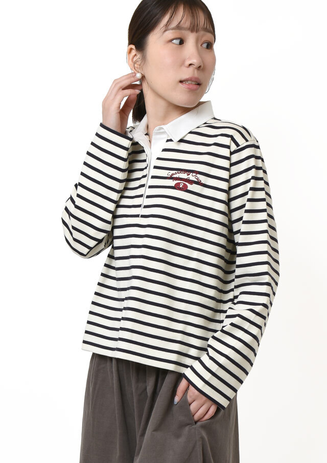 【2025秋冬】【ポートランド】天竺ボーダースキッパー長袖【PL145701】【S21】