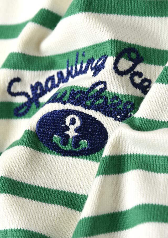 パウダーベアジャガードプルオーバー　刺繍ボーダーロングパンツ　ミントグリーン パウダーベアジャガードプルオーバー 刺繍ボーダーロングパンツ ミント