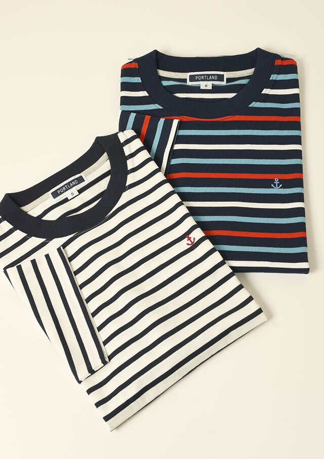 SALE!!【2025春夏】【ポートランド】ボーダークルーネックTシャツ半袖【メンズ】【PL155206】【S12】