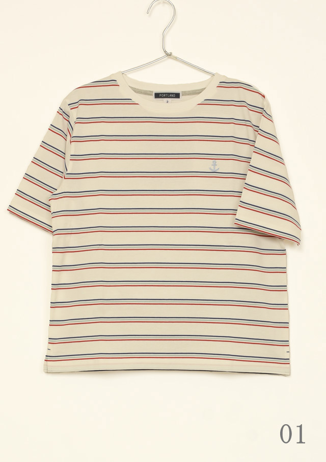期間限定10%OFF!【2025春夏】【ポートランド】ボーダーTシャツ四分袖【PL155207】【S11】