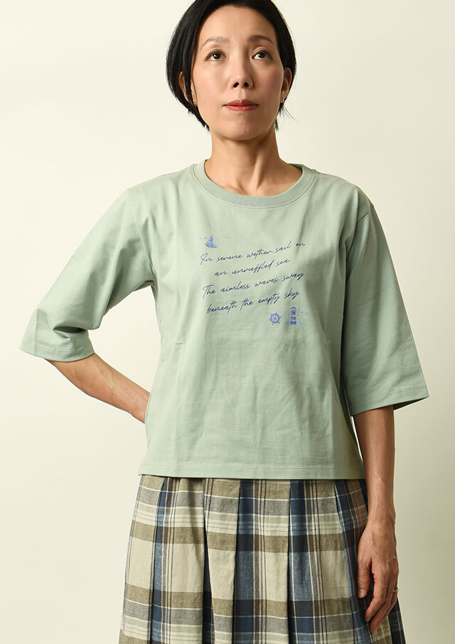 SALE!!【2025春夏】【ポートランド】マリンモチーフ＆ロゴTシャツ六分袖【PL155252】【S12】