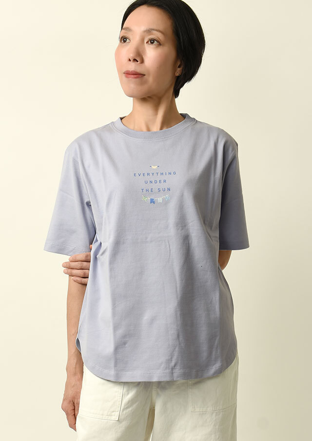期間限定10%OFF!【2025春夏】【ポートランド】ロゴ_フラッグプリントロング丈Tシャツ五分袖【PL155253】【S12】