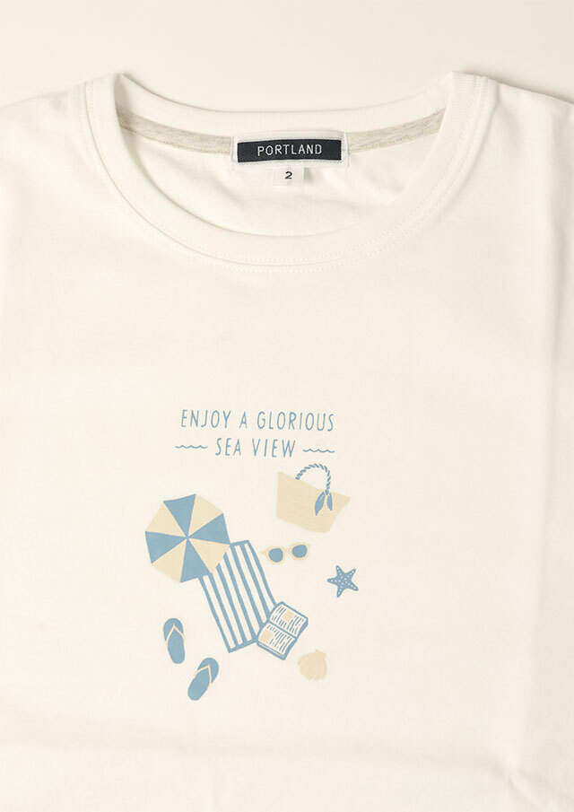 2025春夏】【ポートランド】ビーチイラストプリントTシャツ