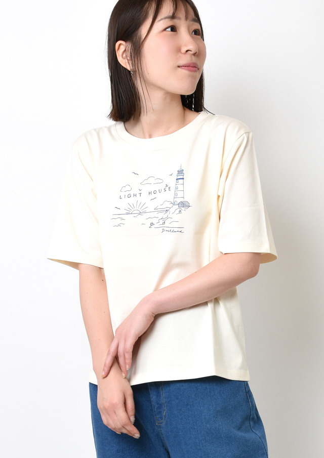 期間限定10%OFF!【2025春夏】【ポートランド】LIGHTHOUSEプリントTシャツ【PL155260】【S12】