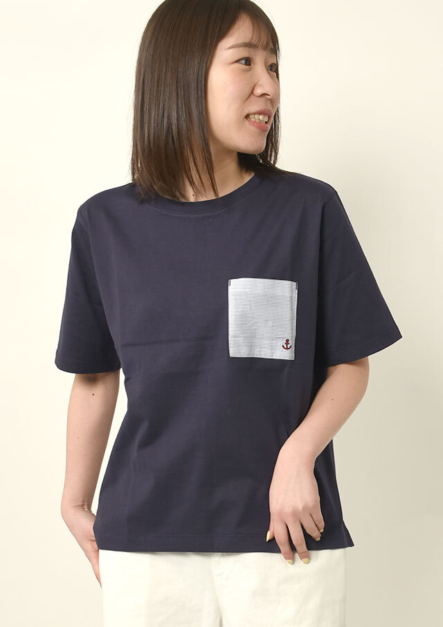 SALE!!【2025春夏】【ポートランド】ポケット付きクルーネックTシャツ四分袖【PL155302】【S12】