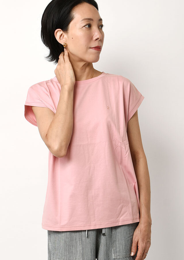 期間限定10%OFF!【2025春夏】【ポートランド】TC接触冷感_フレンチスリーブ無地カットソー【PL155313】【S12】