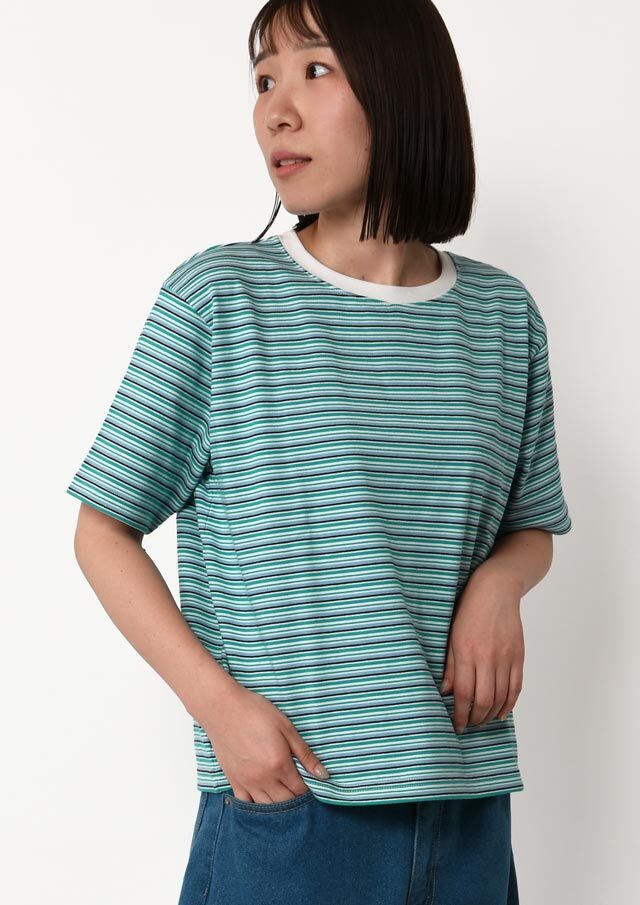 期間限定10%OFF!【2025春夏】【ポートランド】マルチボーダークルーネック半袖【PL155452】【S12】