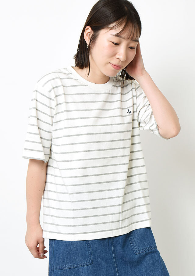 期間限定10%OFF!【2025春夏】【ポートランド】ボーダークルーネック五分袖【PL155454】【S12】