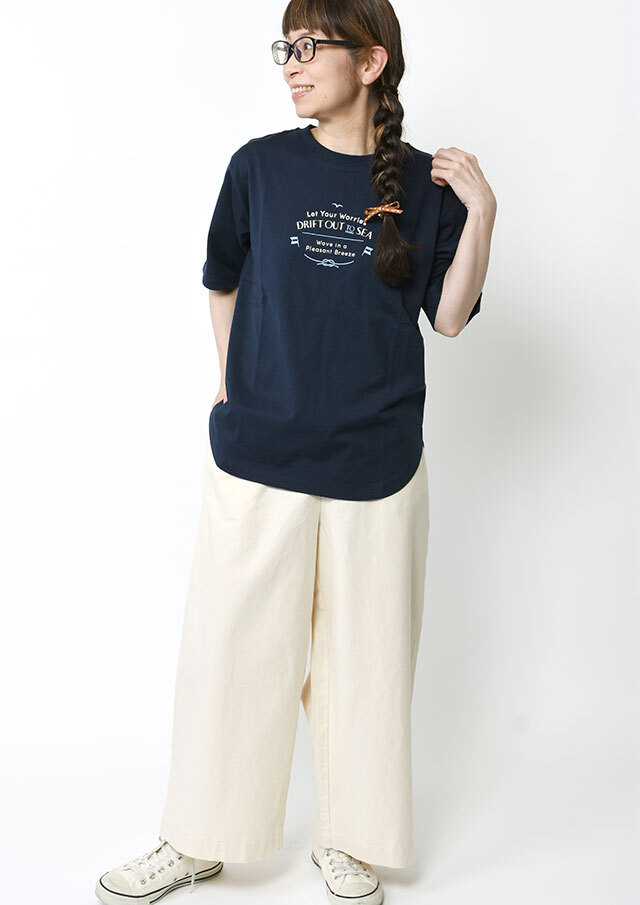 2026春夏】【ポートランド】ロゴプリントロング丈Tシャツ五分袖