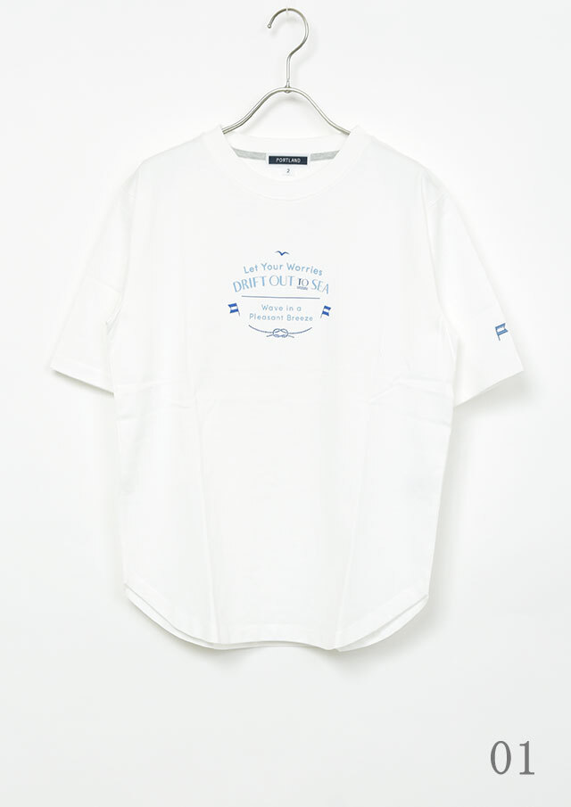 2026春夏】【ポートランド】ロゴプリントロング丈Tシャツ五分袖