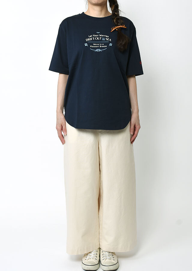 2026春夏】【ポートランド】ロゴプリントロング丈Tシャツ五分袖