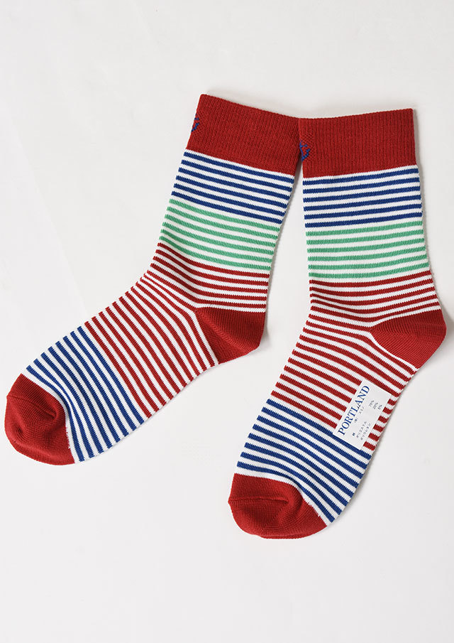 2023】切替ボーダー柄ソックス【PLS-12】【ポートランド】【返品不可】