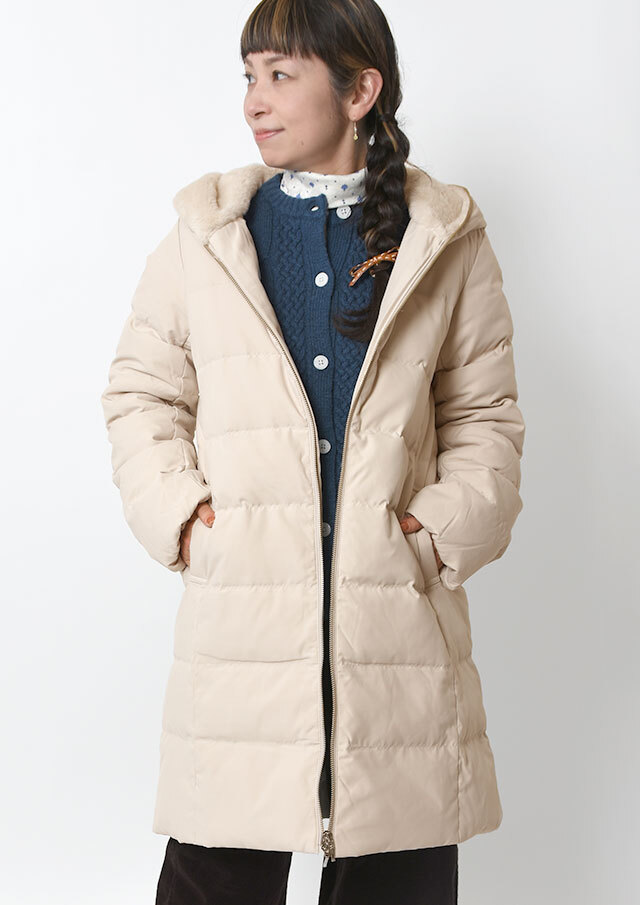 【2025秋冬】【ポートランド】フード裏エコファーダウンコート【PR4-24230】【S22】