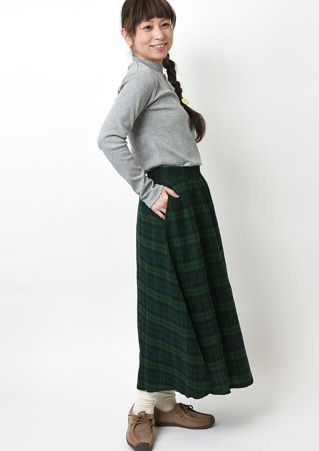 2025秋冬】【ポートランド】薄起毛タータンチェックスカート【PS3