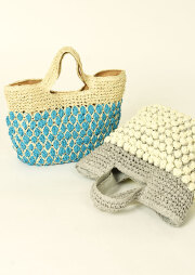 期間限定10%OFF!【2025春夏】【67】雑材ポップコーン風トートバッグ【1254-105-1】【Selection】【S12】