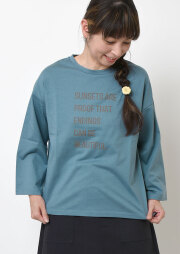 【2025秋冬】【ブルーライフ】英字ロゴプリント八分袖Tシャツ【BL075501】【S21】