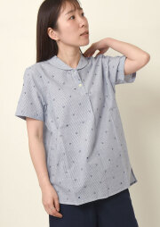 期間限定10%OFF!【2025春夏】【ポートランド】イカリプリントマリンカラーブラウス半袖【PL055410】【S12】