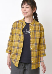 SALE!!【2025秋冬】【ポートランド】シャーリングチェックブラウス七分袖【PL055803】【S21】