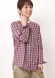 【2026春夏】【ポートランド】ミニチェッククレリックロング丈ブラウス【PL056201】【S11】