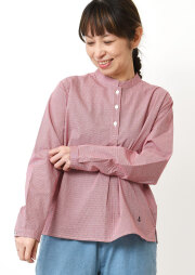 【2026春夏】【ポートランド】マオカラーギンガムプルオーバーブラウス【PL056303】【S11】