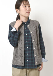 【2025秋冬】【ポートランド】透かし編みクルーネックベスト【PL065903】【S22】