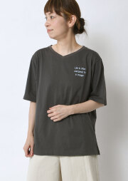 【2026春夏】【ポートランド】ロゴ刺繍VネックTシャツ【PL156407】【S12】