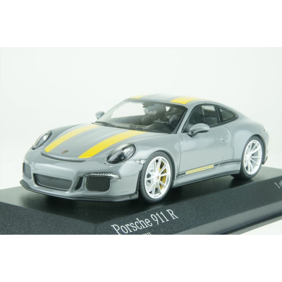ミニチャンプス 1/43 ポルシェ 911 R 2016 グレー/イエロー