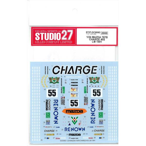 スタジオ27 1/24 MAZDA 787B CHARGE #55 LM1991(T社1/24対応)デカール 模型用グッズ DC959D