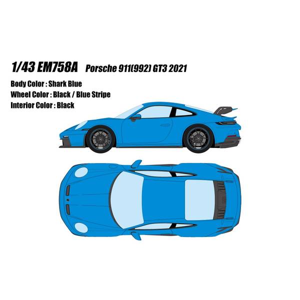 【5月予約】アイドロン 1/43 ポルシェ 911 992 GT3 2021 シャークブルー 完成品ミニカー EM758A