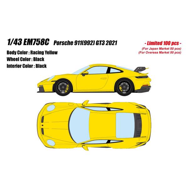 【5月予約】アイドロン 1/43 ポルシェ 911 992 GT3 2021 レーシングイエロー 完成品ミニカー EM758C