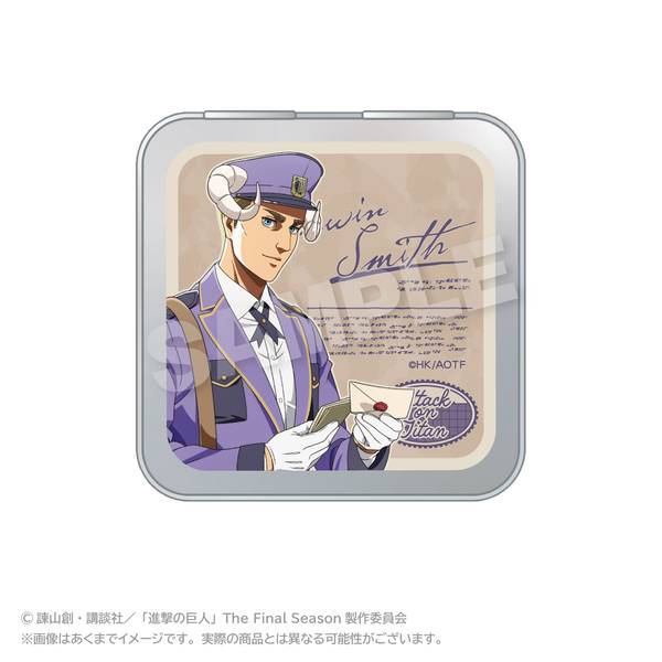 【3月予約】進撃の巨人 コレクション缶ケース おとどけメェるver.(描き下ろし) エルヴィン・スミス キャラグッズ 4573676452672