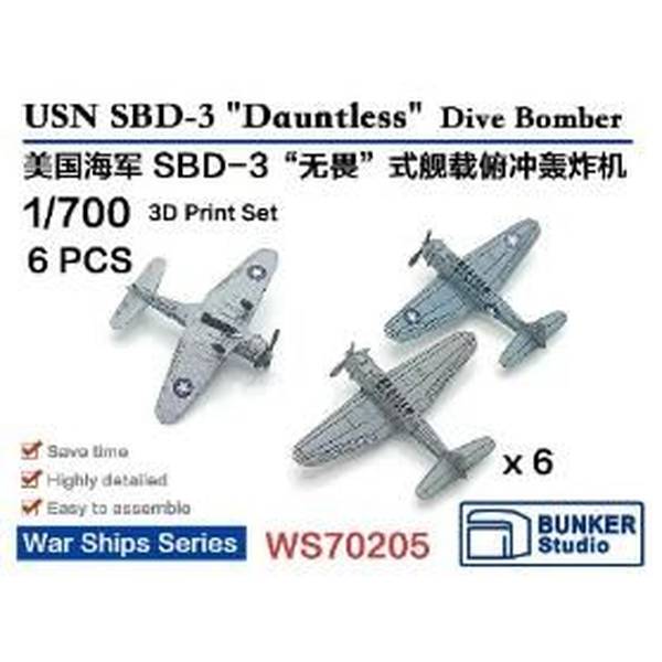 バンカースタジオ 1/700 米海軍 SBD-3 ドーントレス (6機セット