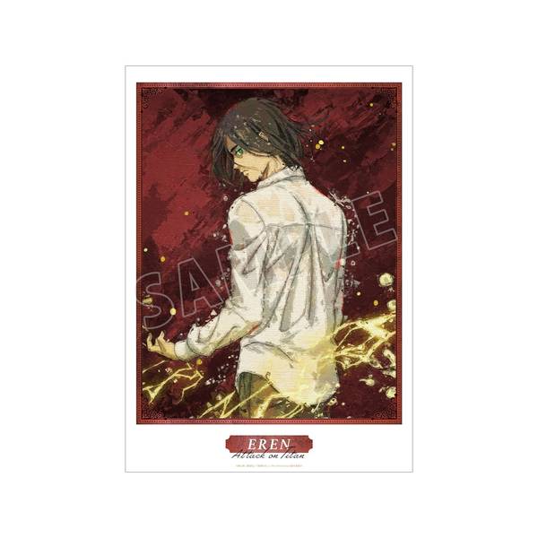 【5月予約】進撃の巨人描き下ろし エレン 戦う背中ver.grunge CANVAS A3マット加工ポスター キャラグッズ 4582711864011