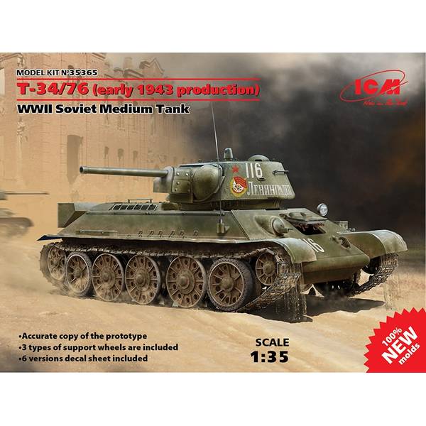 ICM 1/35 ソビエト T-34/76 1943 初期型 スケールモデル 35365