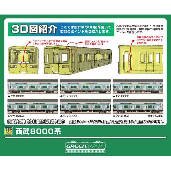 3月予約】グリーンマックス 西武8000系6両編成セット(動力付き) Nゲージ