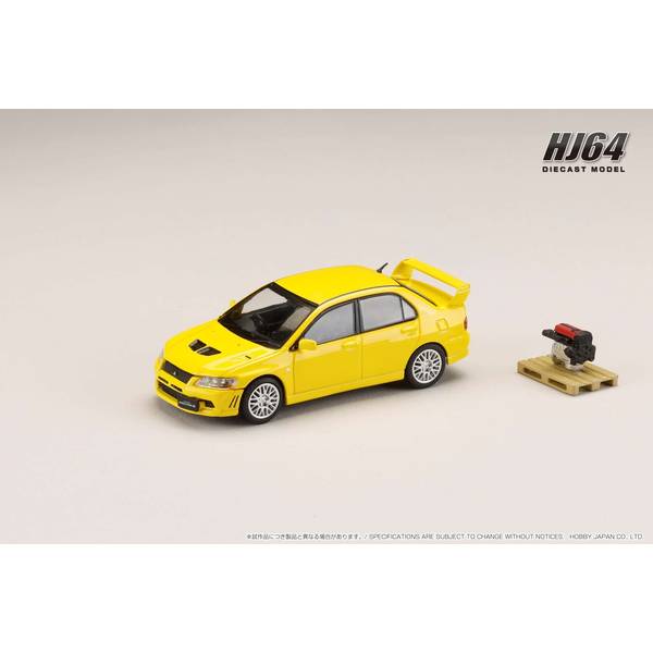 ホビージャパン 1/64 ミツビシ ランサー GSR エボリューション 7 エンジンモデル付 ダンデライオンイエロー 完成品ミニカー HJ641054Y
