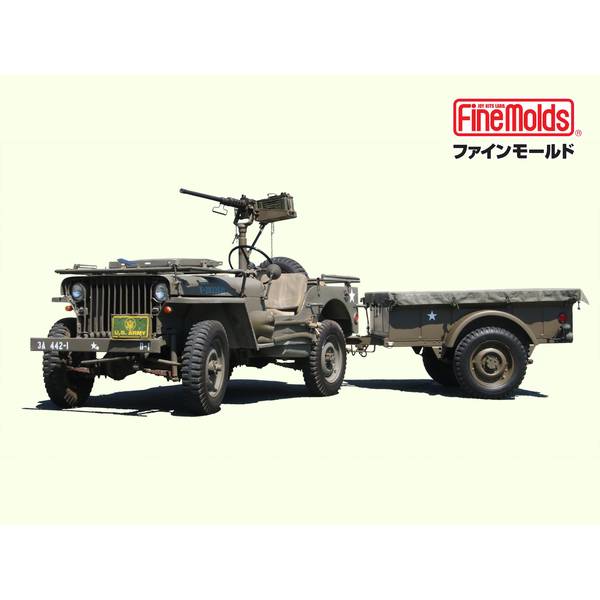 ファインモールド 1/20 アメリカ陸軍 1/4トン 4×4トラック (トレーラー・機関銃付) スケールモデル 82002