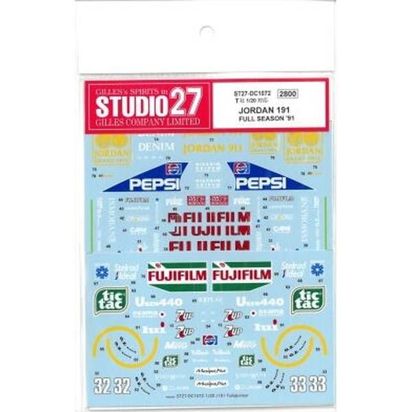 スタジオ27 1/20 ジョーダン 191 '91 フルシーズンデカール(T社1/20対応) 模型用グッズ DC1072