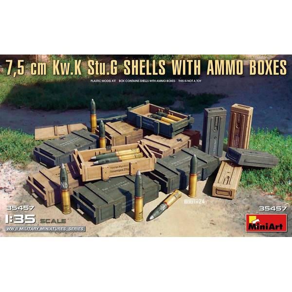 ミニアート 1/35 情景アクセサリー WW.II ドイツ軍 III号突撃砲 7.5cm砲弾&ケース 模型用グッズ MA35457