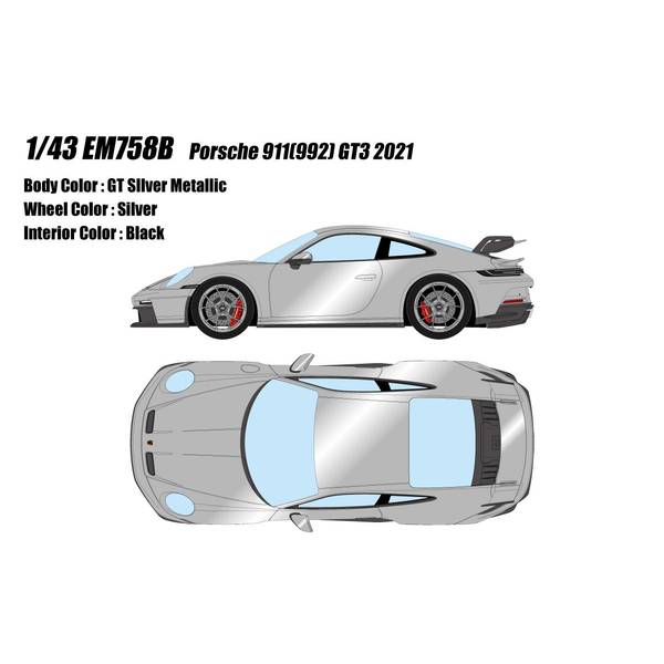 【5月予約】アイドロン 1/43 ポルシェ 911 992 GT3 2021 GTシルバーメタリック 完成品ミニカー EM758B