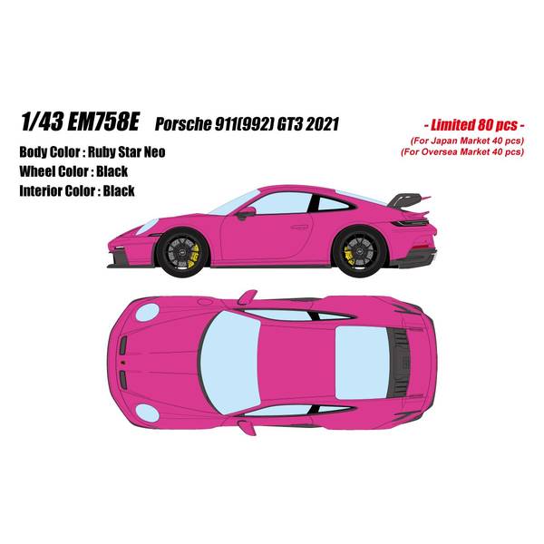 【5月予約】アイドロン 1/43 ポルシェ 911 992 GT3 2021 ルビースターネオ 完成品ミニカー EM758E