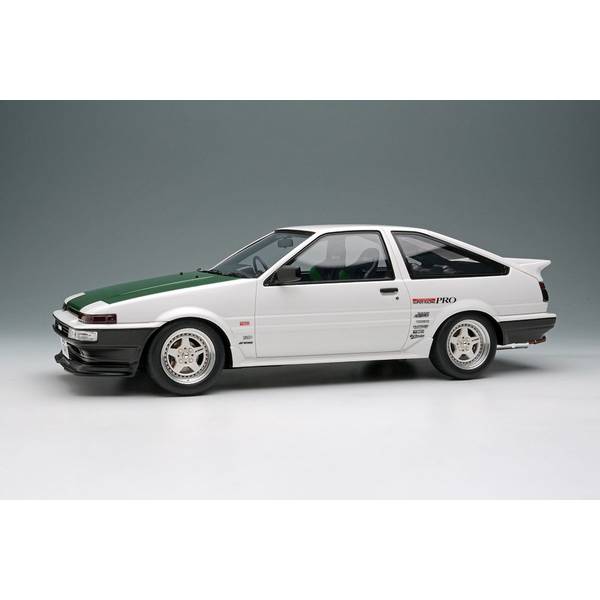 【5月予約】アイドロン 1/18 トヨタ スプリンタートレノ AE86 3 Door Tk-Street Ver. ホワイト グリーンカーボンフード 完成品ミニカー EML144